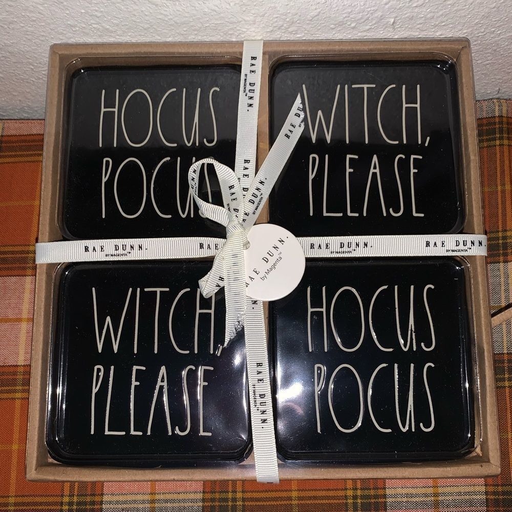 Black Rae Dunn Halloween Coasters